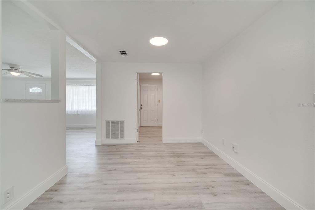 Empty room, Interior, Recessed Lighting, Wood Texture Flooring