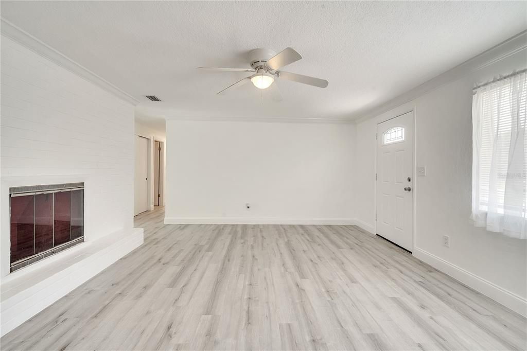 Empty room, Fireplace, Interior, Wood Texture Flooring