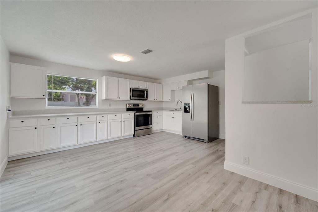 Interior, Kitchen, Stainless Steel Appliances, Wood Texture Flooring
