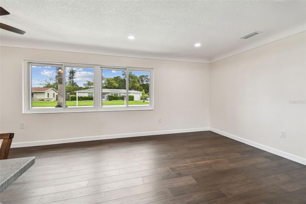 Empty room, Interior, Recessed Lighting, Wood Texture Flooring
