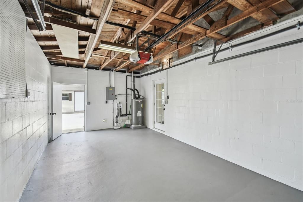 Garage, Interior, Stone Walls, Wooden Beams, Wooden Ceilings