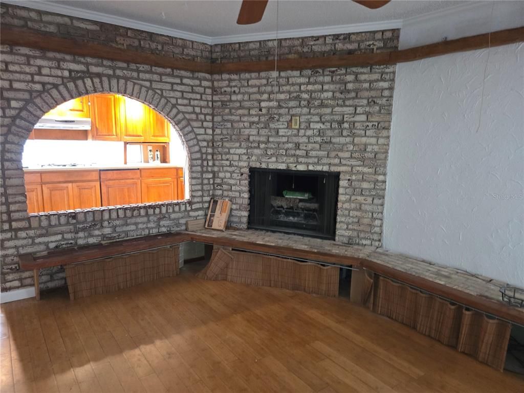 Fireplace, Interior, Stone Walls, Wood Texture Flooring