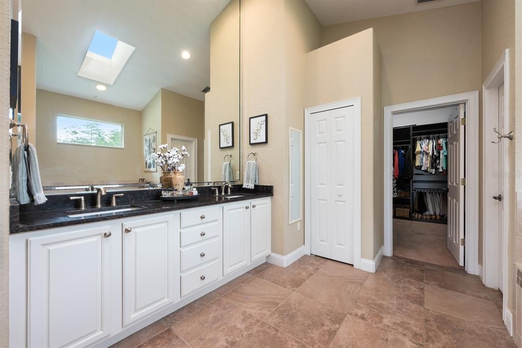Bathroom, Dual Sink Vanities, Interior, Recessed Lighting, Walk-in Closets