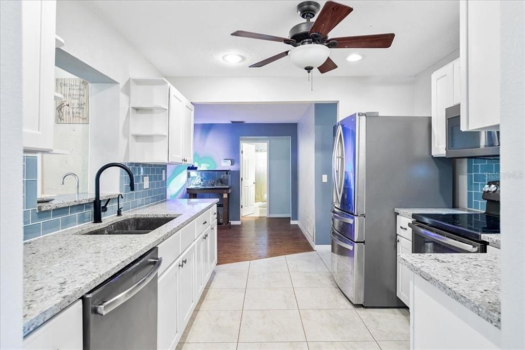Interior, Kitchen, Recessed Lighting, Wood Texture Flooring
