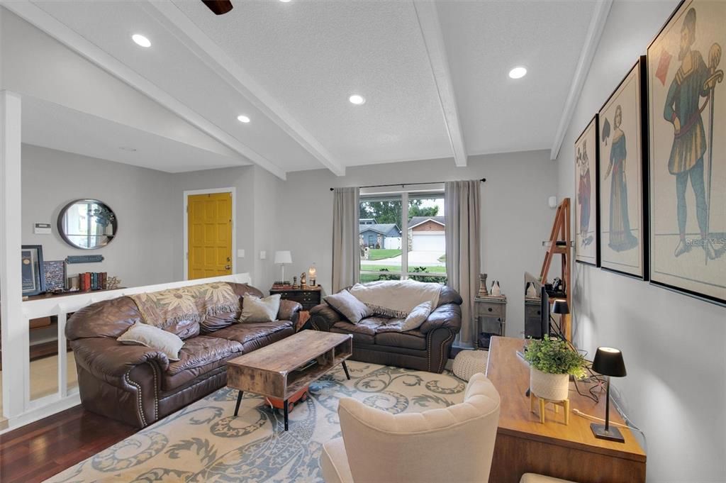 Interior, Living room, Recessed Lighting, Wood Texture Flooring