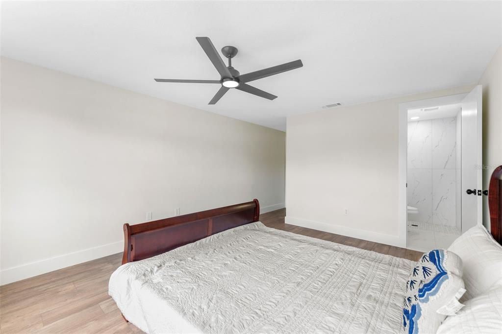 Bedroom, Interior, Marble Walls, Wood Texture Flooring