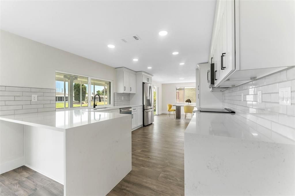 Interior, Kitchen, Recessed Lighting, Wood Texture Flooring