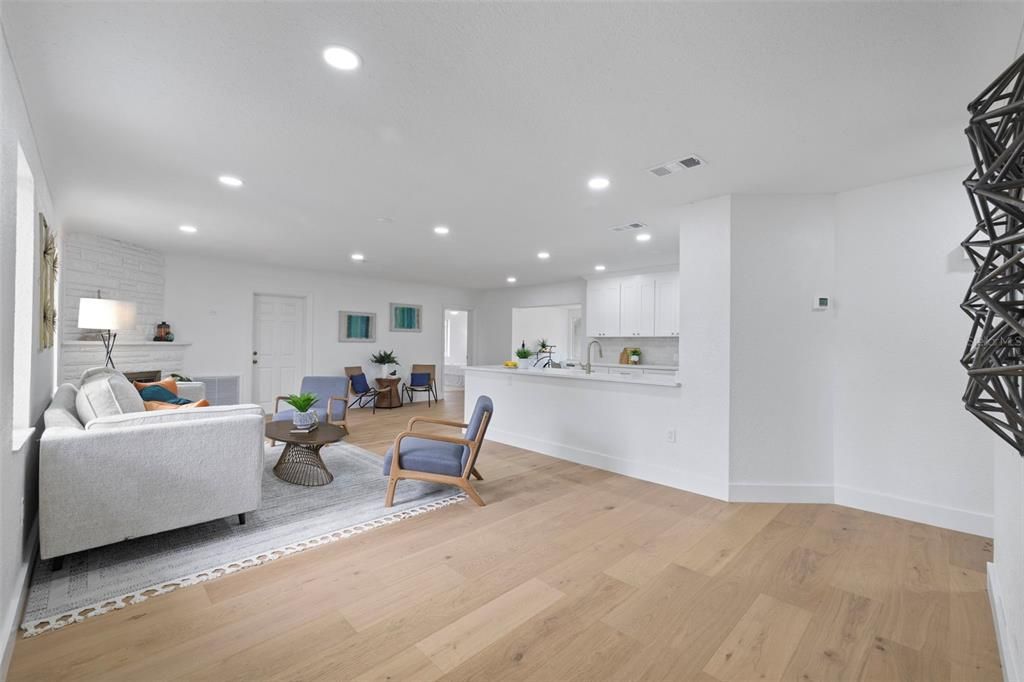 Interior, Living room, Recessed Lighting, Wood Texture Flooring