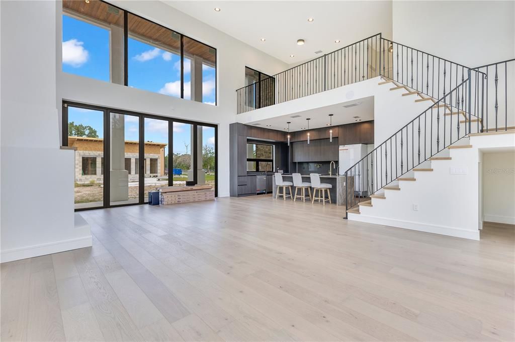 Dining room, Interior, Pendant Lights, Recessed Lighting, Wood Texture Flooring