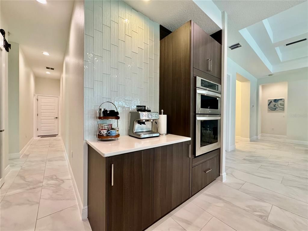 Interior, Kitchen, Marble, Recessed Lighting, Stainless Steel Appliances
