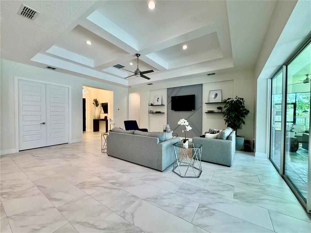 Interior, Living room, Marble, Recessed Lighting