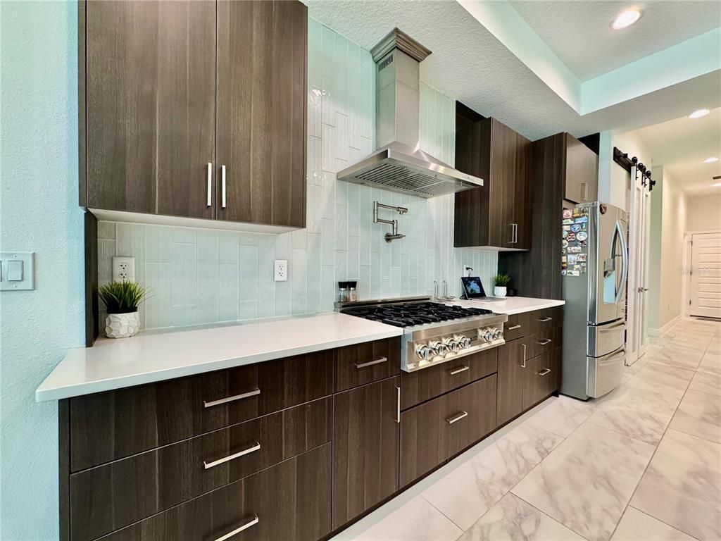Interior, Kitchen, Marble, Recessed Lighting, Stainless Steel Appliances