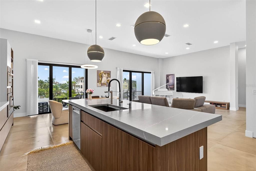 Interior, Kitchen, Living room, Pendant Lights, Recessed Lighting