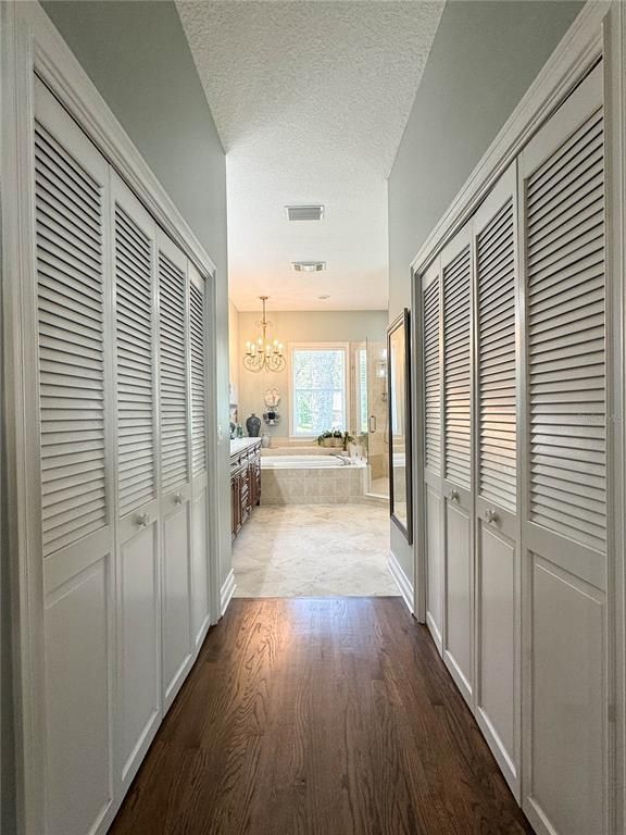 Bathroom, Chandelier, Interior, Recessed Lighting, Wood Texture Flooring