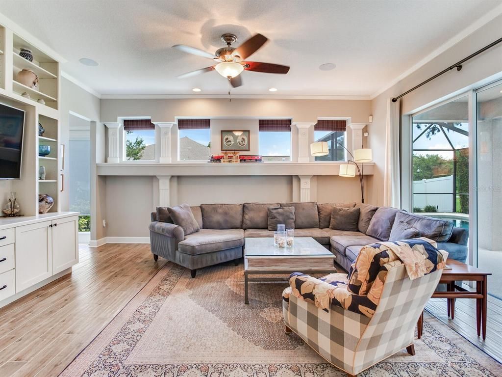 Interior, Living room, Recessed Lighting, Wood Texture Flooring