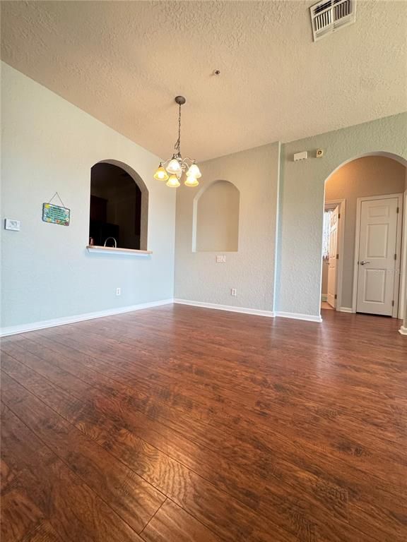 Empty room, Interior, Pendant Lights, Wood Texture Flooring