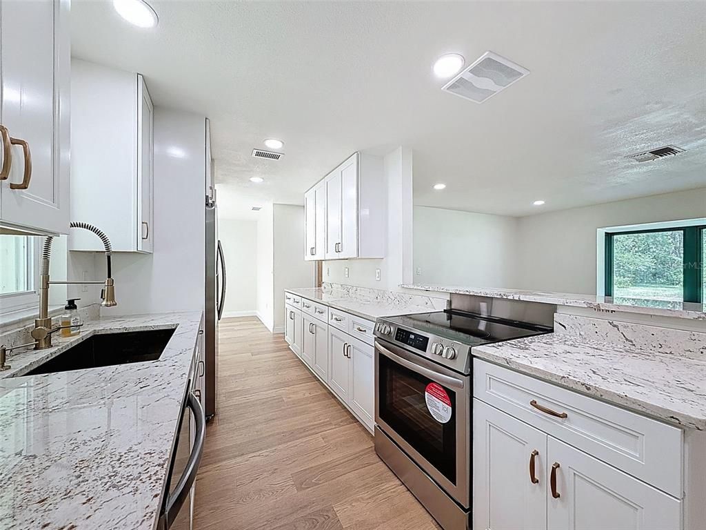 Interior, Kitchen, Recessed Lighting, Wood Texture Flooring