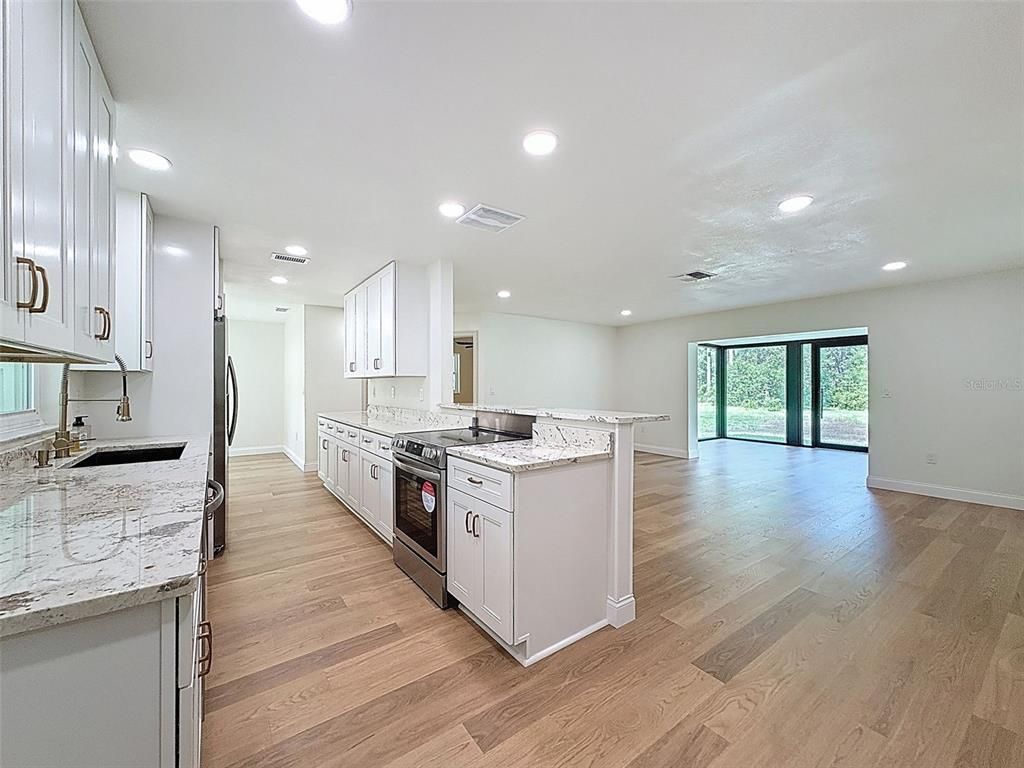 Interior, Kitchen, Recessed Lighting, Wood Texture Flooring