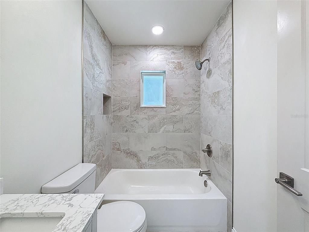 Bathroom, Interior, Marble Walls, Recessed Lighting