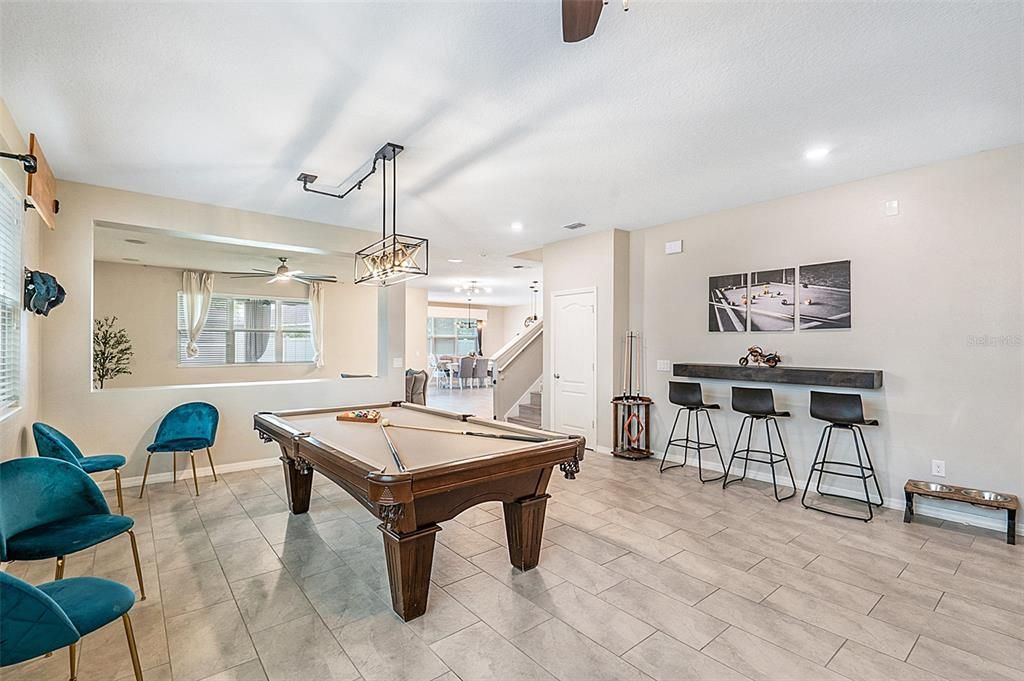 Billiard Table, Game Room, Interior, Pendant Lights, Recessed Lighting
