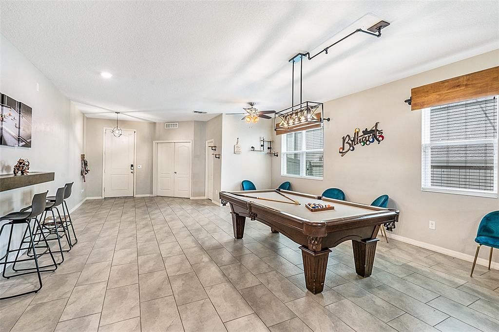 Billiard Table, Game Room, Interior, Pendant Lights, Recessed Lighting