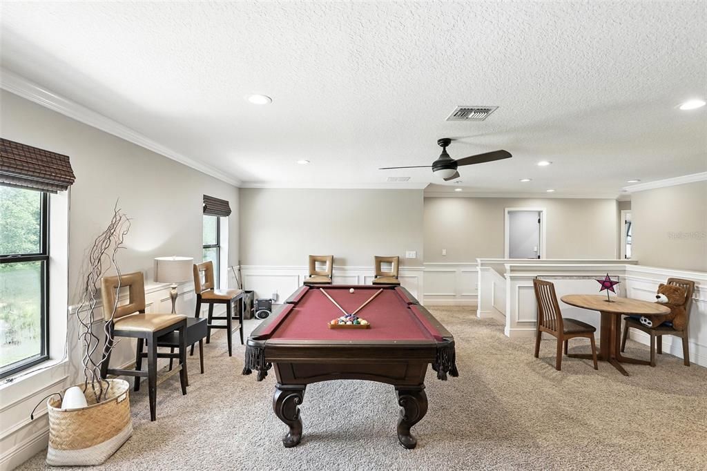 Billiard Table, Game Room, Interior, Recessed Lighting