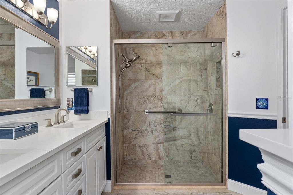 Bathroom, Glass Shower, Interior, Marble Walls