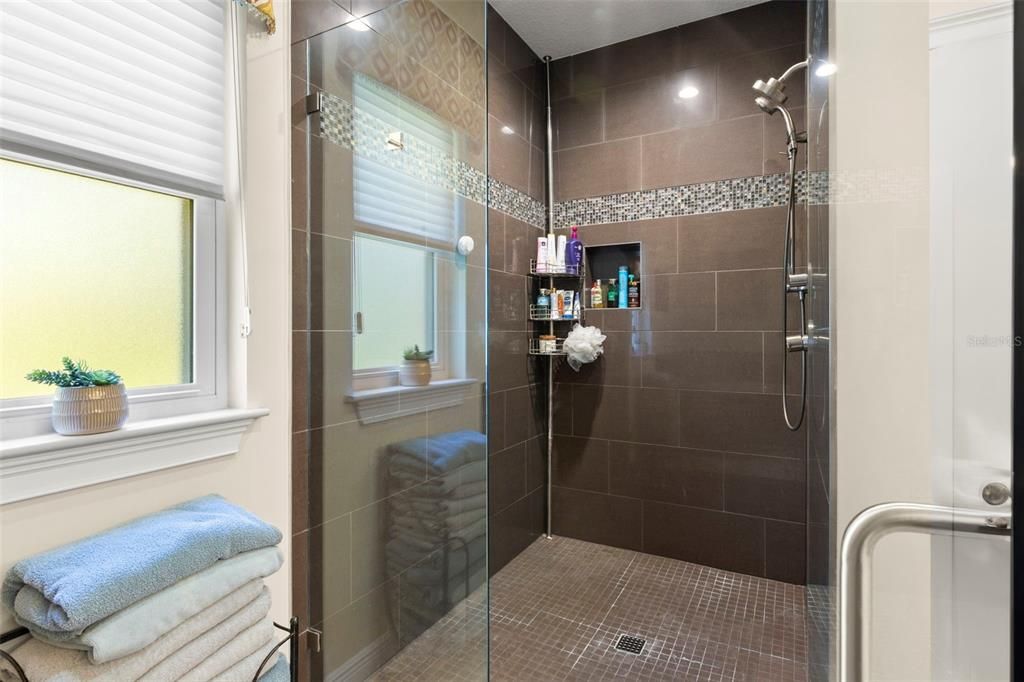 Bathroom, Glass Shower, Interior, Recessed Lighting