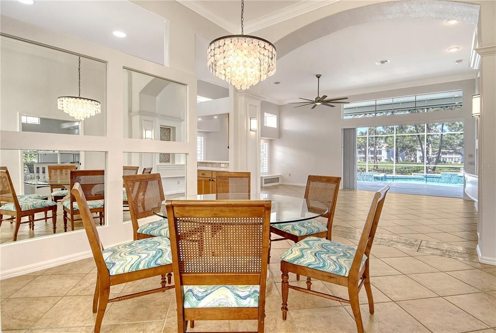 Chandelier, Dining room, Interior, Recessed Lighting