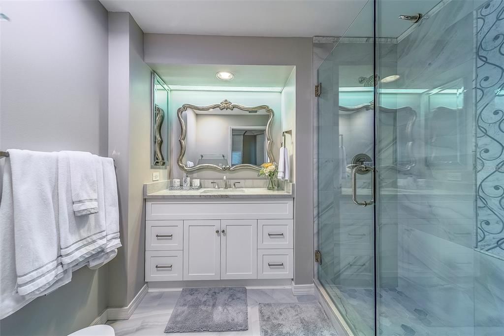 Bathroom, Glass Shower, Interior, Marble
