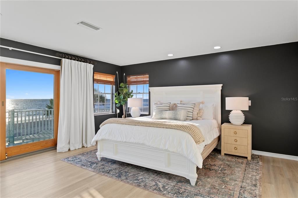Bedroom, Interior, Recessed Lighting, Water, Wood Texture Flooring