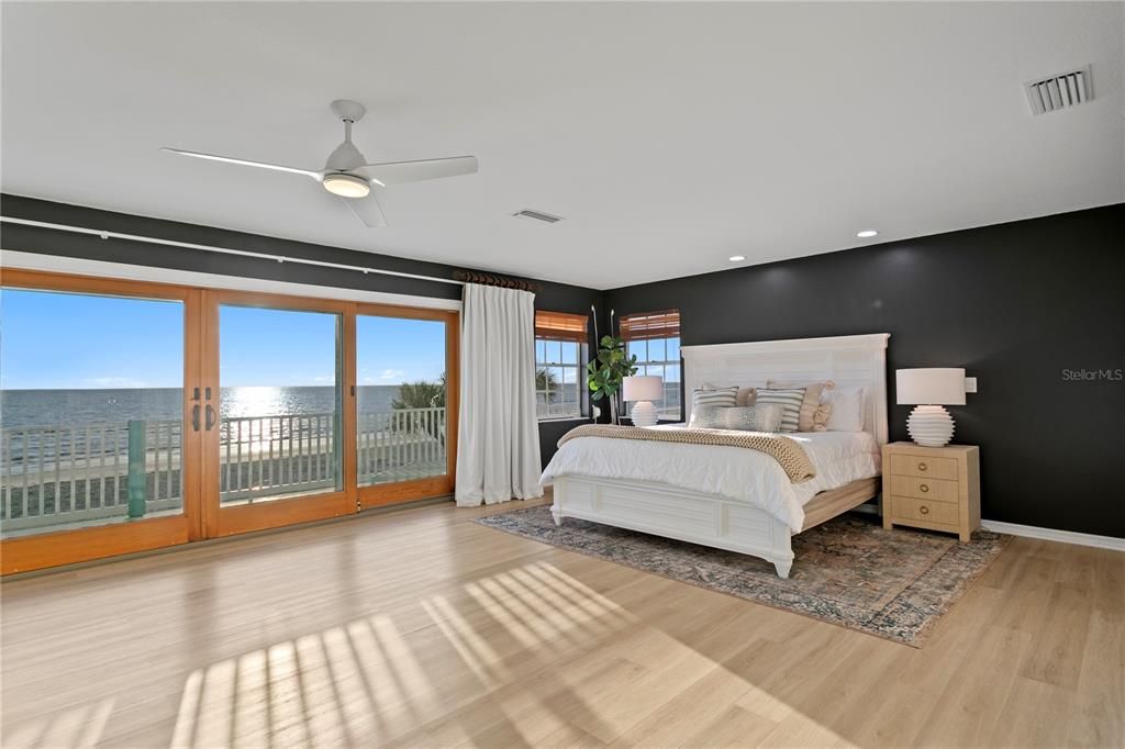 Bedroom, Interior, Recessed Lighting, Water, Wood Texture Flooring