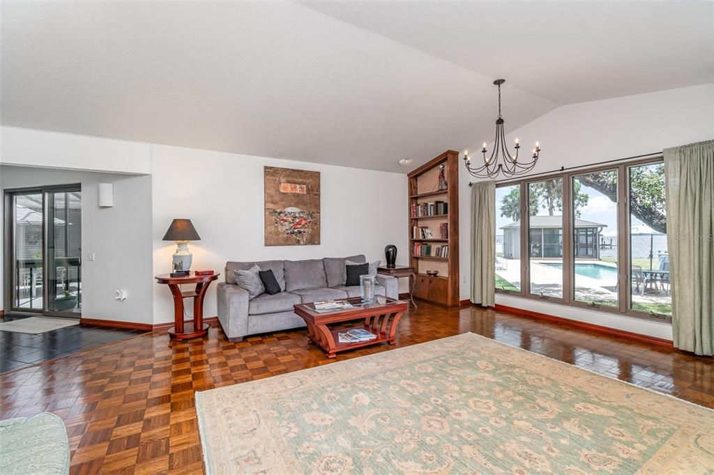 Chandelier, Interior, Living room, Wood Texture Flooring