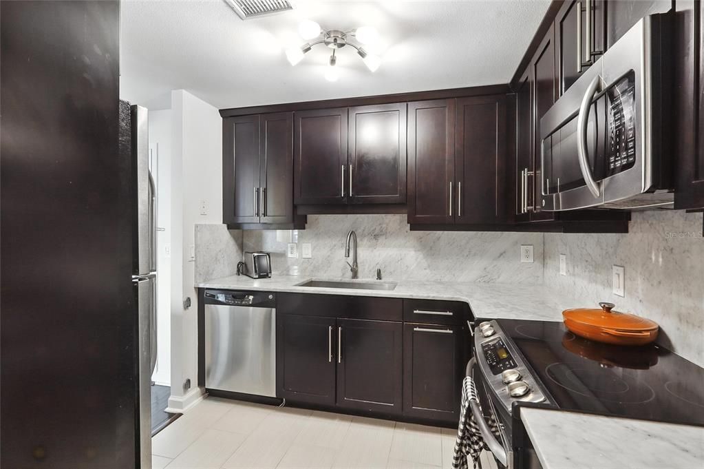 Interior, Kitchen, Stainless Steel Appliances, Wood Texture Flooring