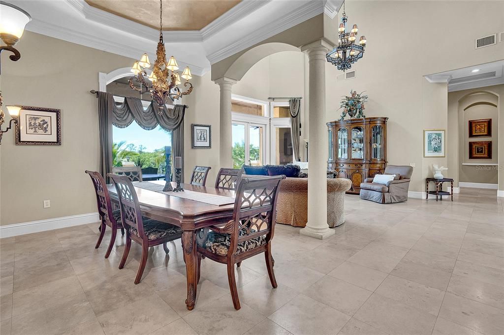 Chandelier, Dining room, Interior, Living room, Recessed Lighting