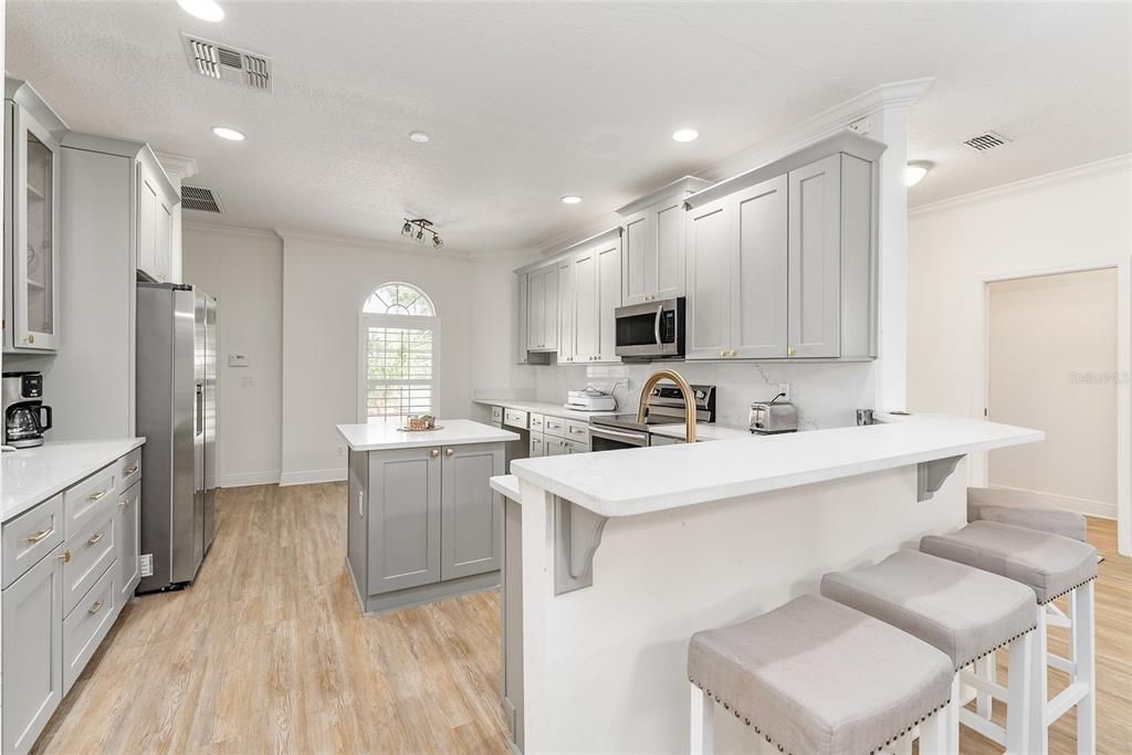 Interior, Kitchen, Recessed Lighting, Wood Texture Flooring