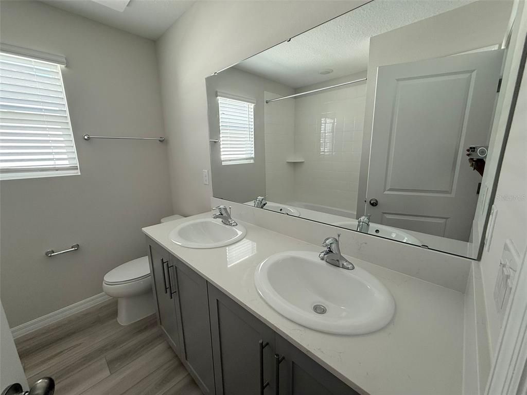 Bathroom, Dual Sink Vanities, Interior, Wood Texture Flooring