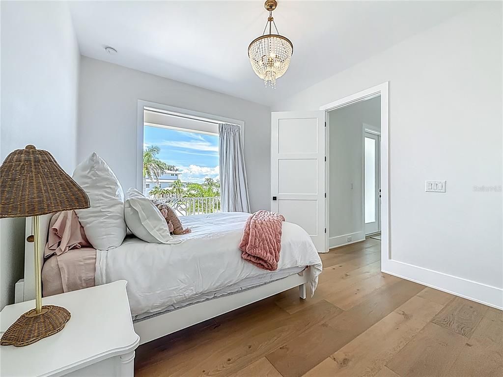 Bedroom, Chandelier, Interior, Wood Texture Flooring