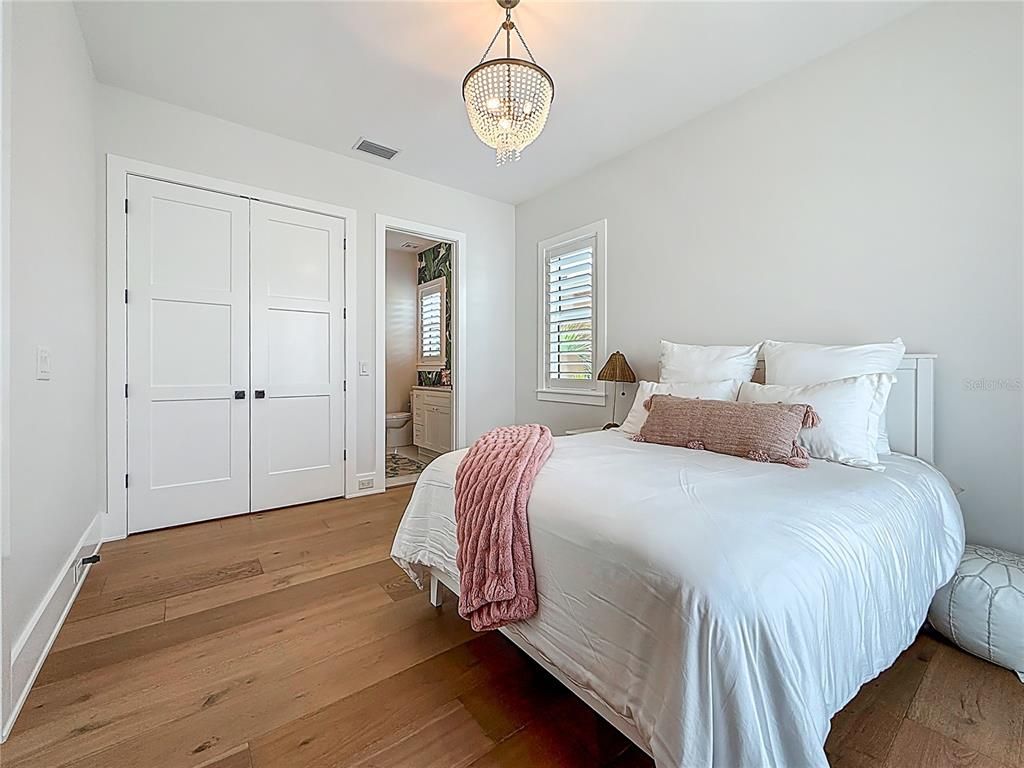 Bedroom, Chandelier, Interior, Wood Texture Flooring