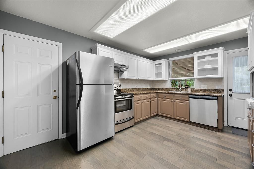 Interior, Kitchen, Stainless Steel Appliances, Wood Texture Flooring