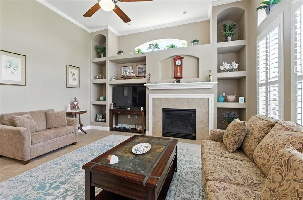 Fireplace, Interior, Living room, Recessed Lighting