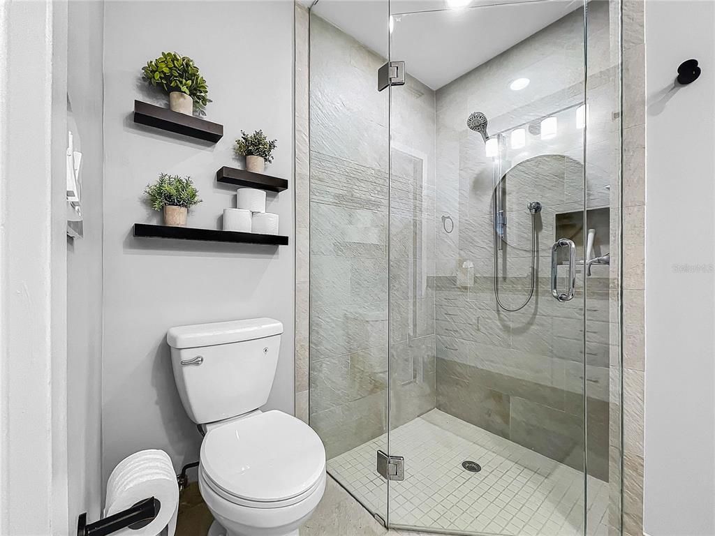 Bathroom, Glass Shower, Interior, Recessed Lighting