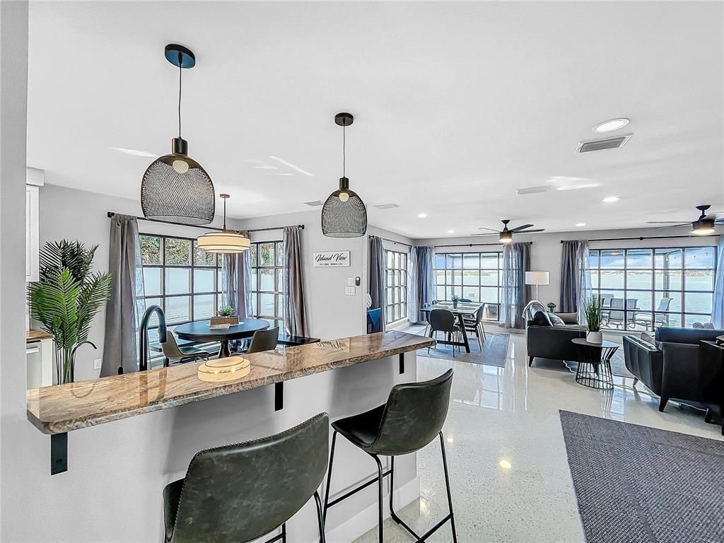 Dining room, Interior, Kitchen, Living room, Pendant Lights, Recessed Lighting