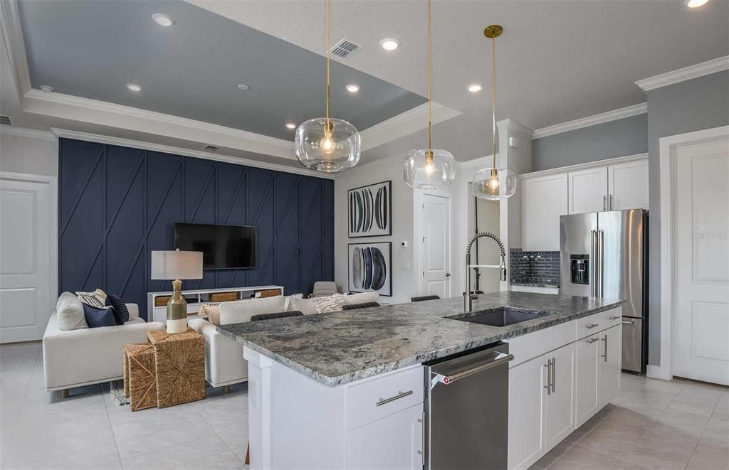 Interior, Kitchen, Living room, Pendant Lights, Recessed Lighting, Stainless Steel Appliances