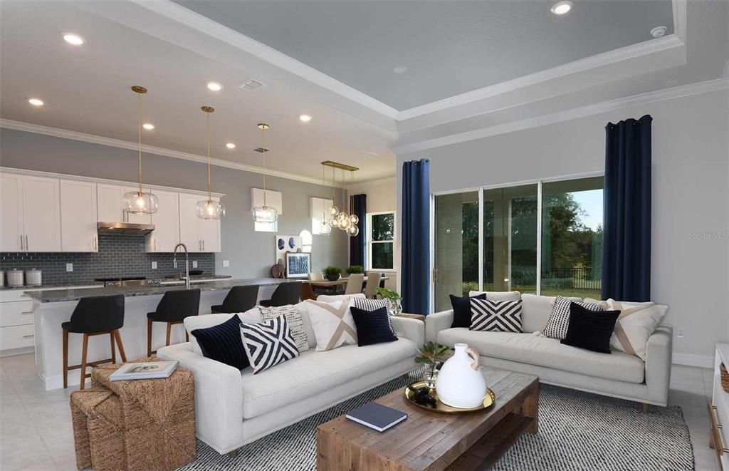 Dining room, Interior, Kitchen, Living room, Pendant Lights, Recessed Lighting, Stainless Steel Appliances