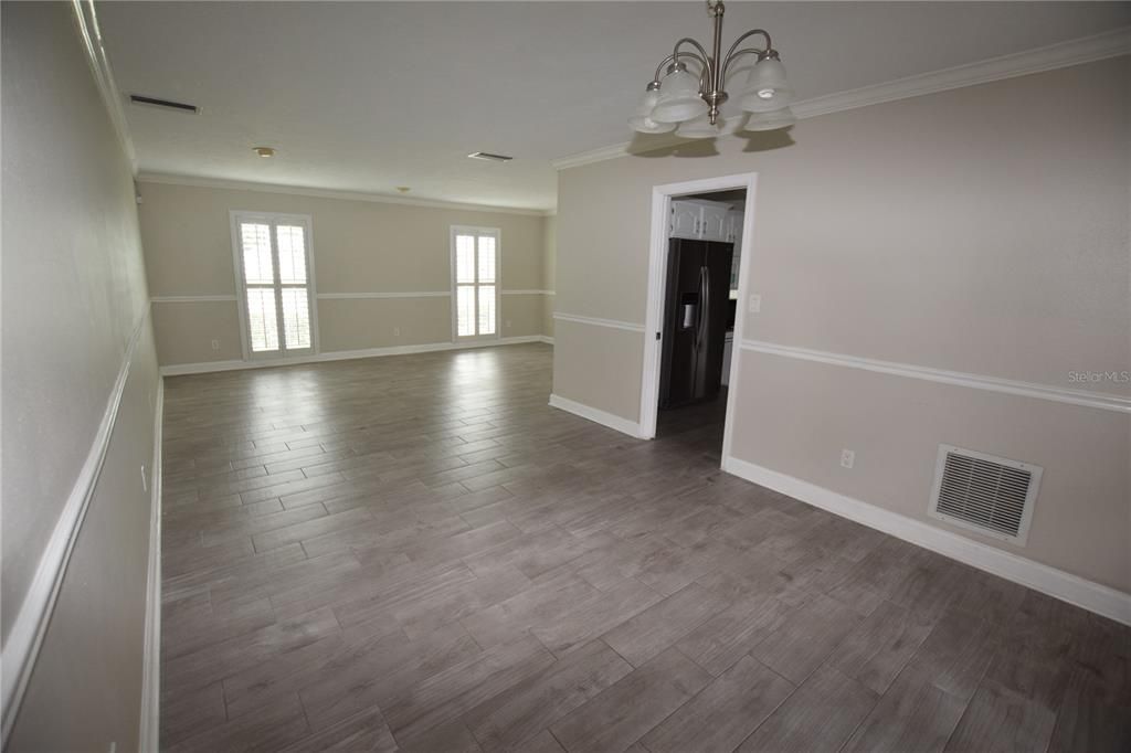 Chandelier, Empty room, Interior, Wood Texture Flooring