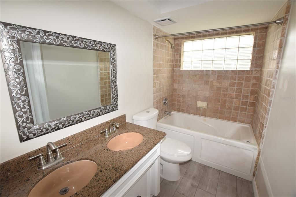 Bathroom, Dual Sink Vanities, Interior, Wood Texture Flooring