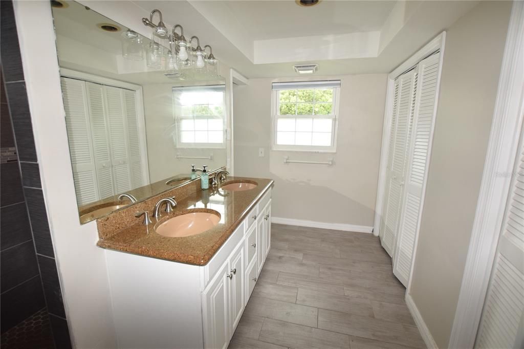 Bathroom, Dual Sink Vanities, Interior, Wood Texture Flooring