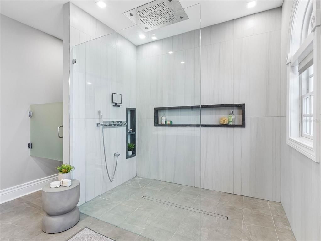 Bathroom, Glass Shower, Interior, Recessed Lighting