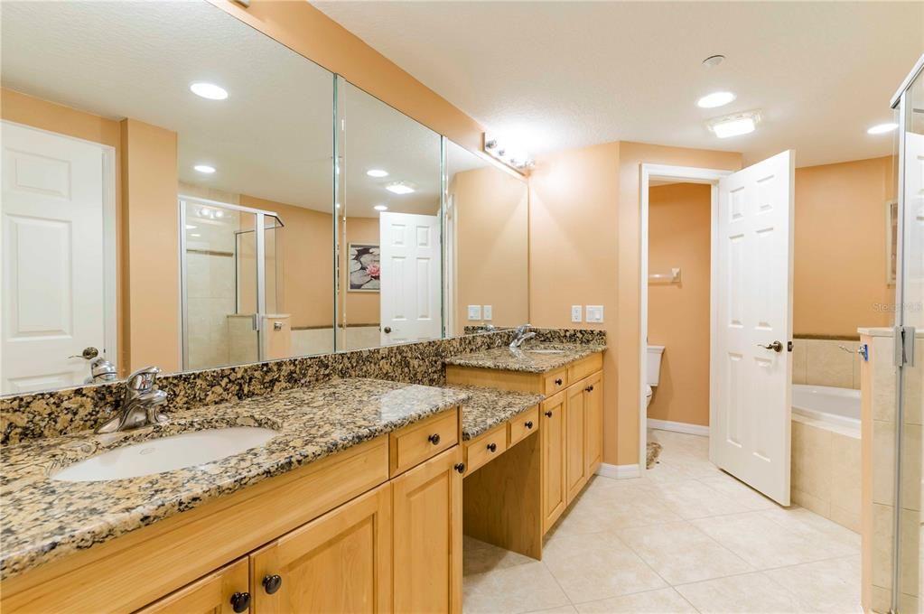 Bathroom, Dual Sink Vanities, Glass Shower, Interior, Recessed Lighting